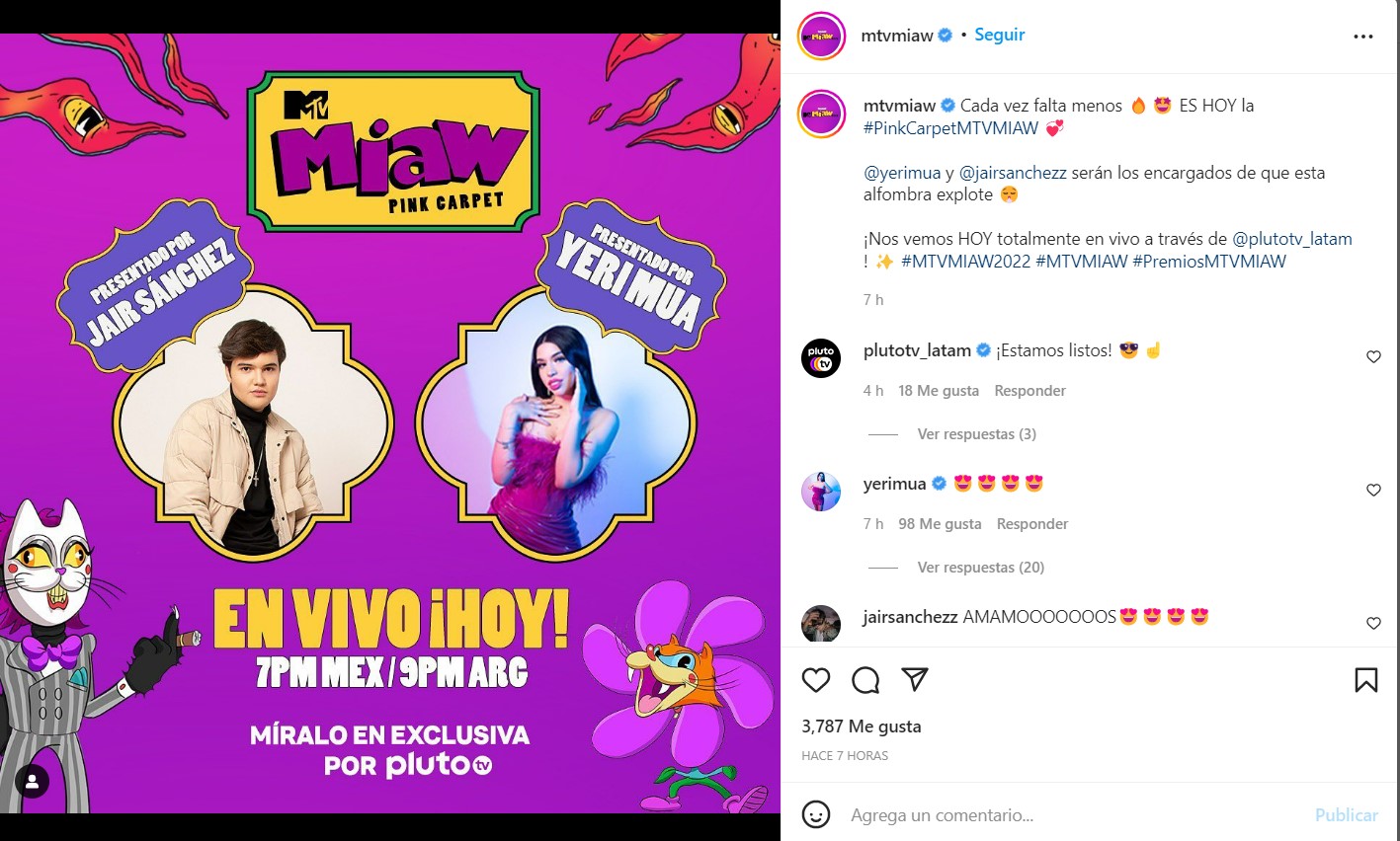 ¿Dónde ver los MTV Miaw 2022 en vivo? Aquí te lo contamos