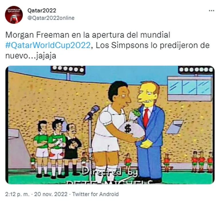 La presencia de Morgan Freeman en la inauguración del mundial fue comparada con un capítulo de Los Simpson