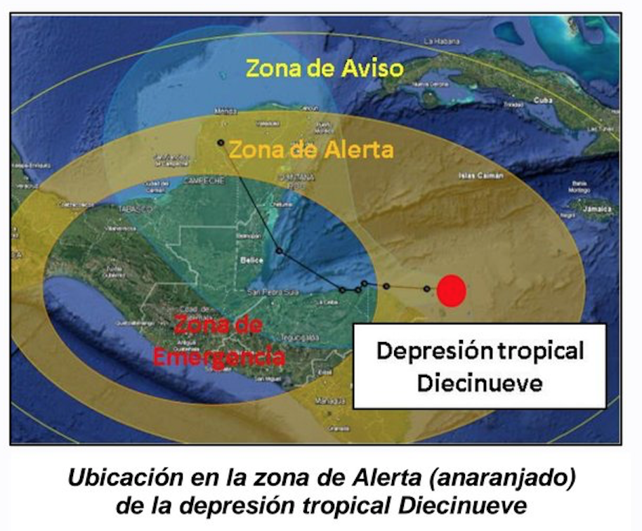 Depresión tropical Diecinueve generará lluvias en territorio guatemalteco